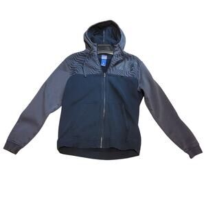 Nike Gray Black Colorblock Geometric Print Full Zip Hoodie Sweatshirt Large